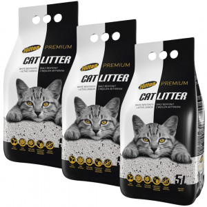 HILTON Bentonit mit Aktivkohle Weiß – Katzenstreu – 3x5l