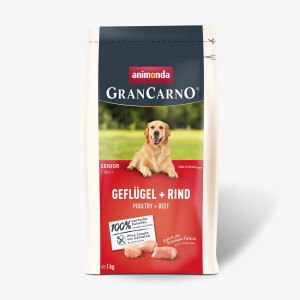 ANIMONDA Gran Carno Senior Geflügel mit Rind – Trockenfutter für Hunde – 1 kg