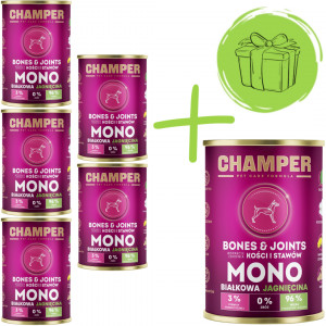 CHAMPER Bones & Joints Monoprotein Lamm - Nassfutter für Hunde - 5x400g + 400g GRATIS