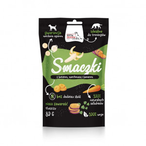 SYTA MICHA Vege Smaczki mit Süßkartoffel, Karotte und Banane – Delikatesse für Hunde – 80 g