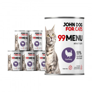JOHN DOG 99 Menu Turkey - nassfutter für Katzen - 6 x 400g