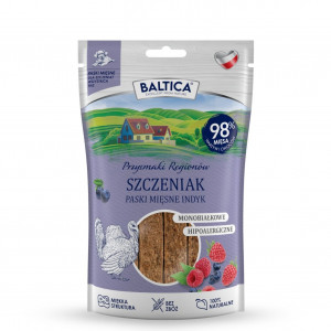 BALTICA Przysmaki Regionów Puppy Mono Fleischstreifen Truthahn – Leckerli für Hunde – 90 g