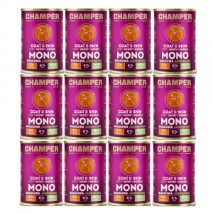 CHAMPER Coat & Skin Monoprotein Lamm – Nassfutter für Hunde – 12×400 g