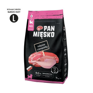 PAN MIĘSKO Kalbfleisch mit Wachtel L - Trockenfutter für Welpen - 9kg