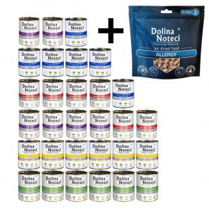 DOLINA NOTECI MIX DER GESCHMÄCKER – Nassfutter für Hunde – 30x800g + Hundesnack Training Treats Allergy 130g