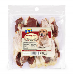 HILTON Rabbit ear with duck - hundekauartikel - 500g