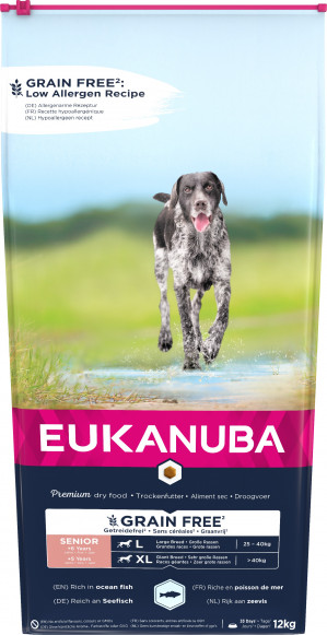EUKANUBA Grain Free Senior large/giant breed, Ocean fish - Trockenfutter für Hunde - 12 kg