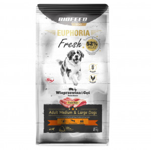 BIOFEED Euphoria Fresh Adult Medium & Large Pork with goose - trockenfutter für Hunde - 2kg