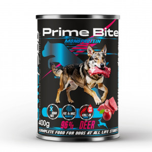 PRIME BITE Monoprotein Deer with an apple - Nassfutter für Hunde - 400g