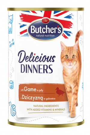 BUTCHER'S Delicious Dinners Pieces mit Wildfleisch in Gelee - Katzennassfutter - 400g