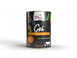 SYTA MICHA Gans mit Rindfleisch, Aprikose und Kürbis - Nassfutter für Hunde - 400g