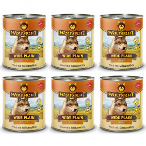 WOLFSBLUT Wide Plain Horse meat with sweet potatoes - Nassfutter für Hunde - 6x800g