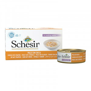 SCHESIR Hähnchenfilets mit Kürbis in Brühe – Nassfutter für Katzen – 6x50g