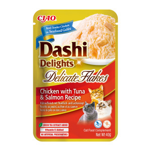 INABA CAT Dashi Delights Zarte Flocken Huhn mit Thunfisch & Lachs - Katzensnack - 40g