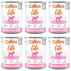 CALIBRA Dog Life Puppy&Junior Huhn & Reis - Nassfutter für Hunde - 6x400g