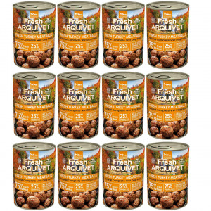 ARQUIVET Frische Truthahn-Fleischbällchen - Nassfutter für Hunde - 12x400g