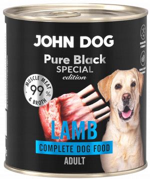 JOHN DOG Pure Black Special Edition Lamb - Nassfutter für Hunde - 800g