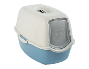 ROTHO Bailey Katzenklo mit Haube Blau, Weiß