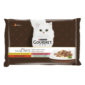 GOURMET A la Carte Chicken, Trout, Beef, and Fish - Katzen Nassfutter - 4 x 85 g 