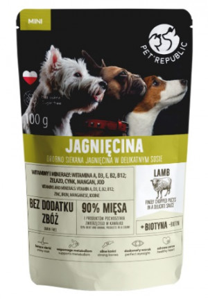 PET REPUBLIC Mini Fein gehacktes Lammfleisch - Nassfutter für Hunde - 100 g