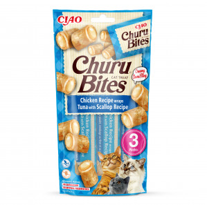 INABA Churu Bites Hähnchen mit Thunfisch und Jakobsmuscheln - Katze behandeln - 3x10 g