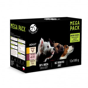 PETREPUBLIC Mega Pack Chicken, Beef, Lamb - Nassfutter für Hunde - 12x100g