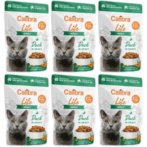 CALIBRA Cat Life Adult Duck in gravy - Nassfutter für Katzen - 6x85g
