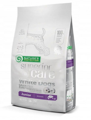 NATURE'S PROTECTION Superior Care White Dogs Grain Free Junior Salmon – Trockenfutter für Welpen – 10 kg