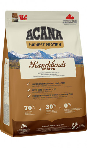 ACANA Highest Protein Ranchlands Dog - Trockenfutter für Hunde - 2 kg