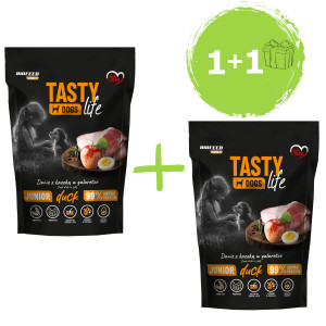 BIOFEED Tasty Dogs Life Junior Ente - Nassfutter für Hunde - 2×150g - 1+1 GRATIS!