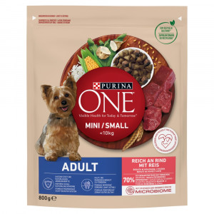  PURINA One Mini Adult Rindfleisch, Reis - Hundetrockenfutter - 800 g