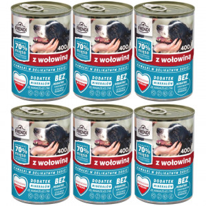 FRENDI mit Rind Stücke in feiner Soße - Nassfutter für Hunde - 6x400g