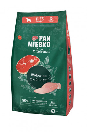 PAN MIĘSKO with herbs Beef with rabbit M - trockenfutter für Hunde - 9kg