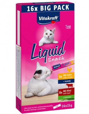 VITAKRAFT Cat Liquid-Snack with beef and chicken - Katze behandeln - 16 x 15g