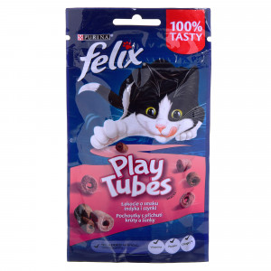 FELIX Play Tubes Turkey, Ham - Trockenfutter für Katzen - 50 g 