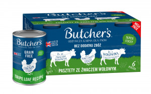 BUTCHER'S Original Mega pack mix tripe loaf recipe - nassfutter für Hunde - 6 x 400g