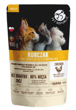 PET REPUBLIC Adult Hähnchen fein gehackt - Nassfutter für Katzen- 100 g 