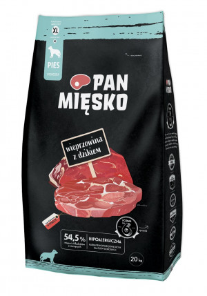 PAN MIĘSKO Pork with wild boar XL - trockenfutter für Hunde - 20kg