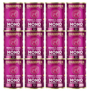 CHAMPER Bones & Joints Monoprotein Lachs – Nassfutter für Hunde – 12×400 g