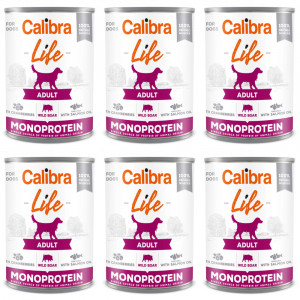 CALIBRA Dog Life Adult Wildschwein mit Preiselbeeren - Nassfutter für Hunde - 6x400g