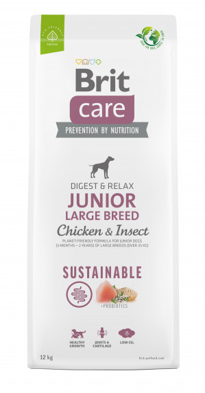 BRIT Care Dog Sustainable Junior Large Breed Chicken & Insect - Trockenfutter für Hunde - 12 kg