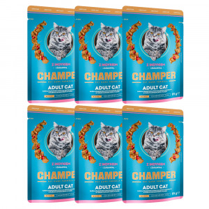 CHAMPER Pute mit Cranberries - Nassfutter für Katzen - 6x85 g