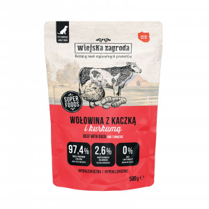 WIEJSKA ZAGRODA Beef with duck - Nassfutter für Hunde - 500g