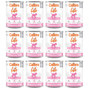 CALIBRA Dog Life Puppy&Junior Huhn & Reis - Nassfutter für Hunde - 12x400g