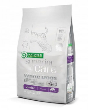 NATURE'S PROTECTION Superior Care White Dogs Grain Free Junior Salmon – Trockenfutter für Welpen – 1,5 kg