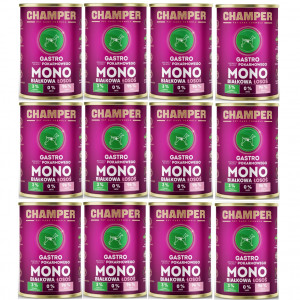 CHAMPER Gastro Monoprotein Lachs – Nassfutter für Hunde – 12×400 g