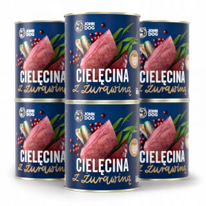 JOHN DOG Berry Adult Veal with cranberries - Nassfutter für Hunde - 6 x 800 g 