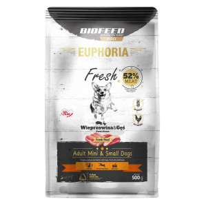 EUPHORIA Fresh Adult Pork with goose XS/S - trockenfutter für Hunde - 500g