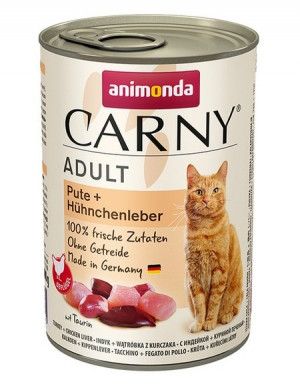 ANIMONDA Cat Carny Adult Truthahn mit Hühnerleber - Nassfutter für Katzen - 400 g 