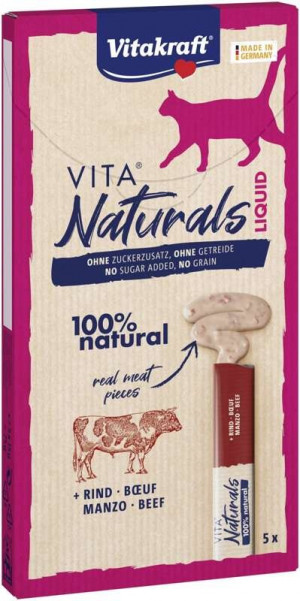 VITAKRAFT VITA NATURALS Flüssiges Rindfleisch - Katzenleckerli - 5x15 g